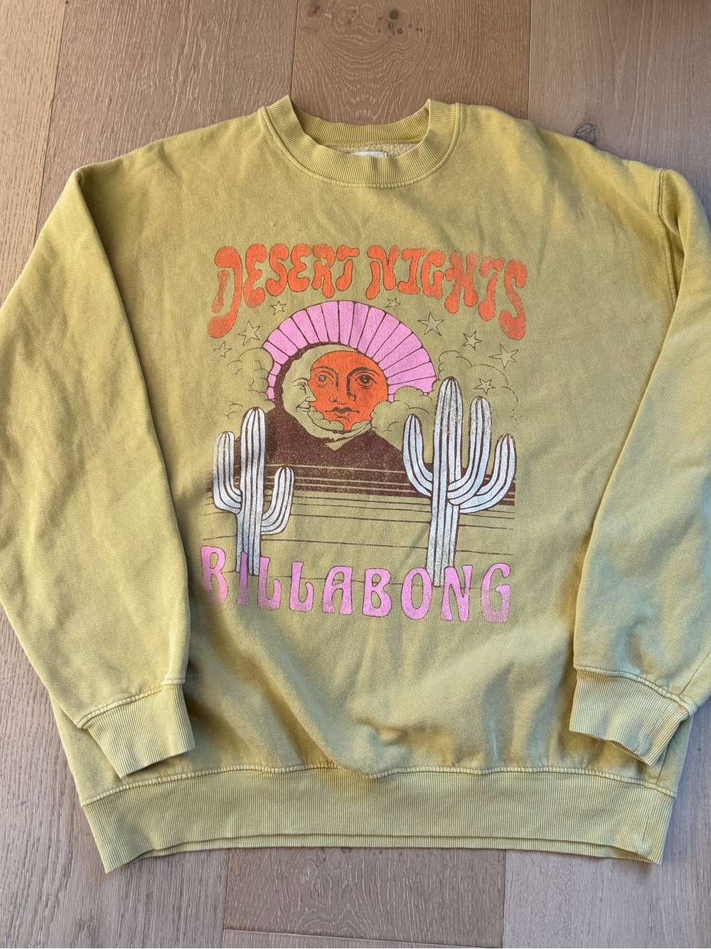 Billabong Yellow Crewneck with Pink & Orange Desert Graphic